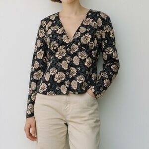 Nasty Gal Deep V-neck Floral Blouse Size 10